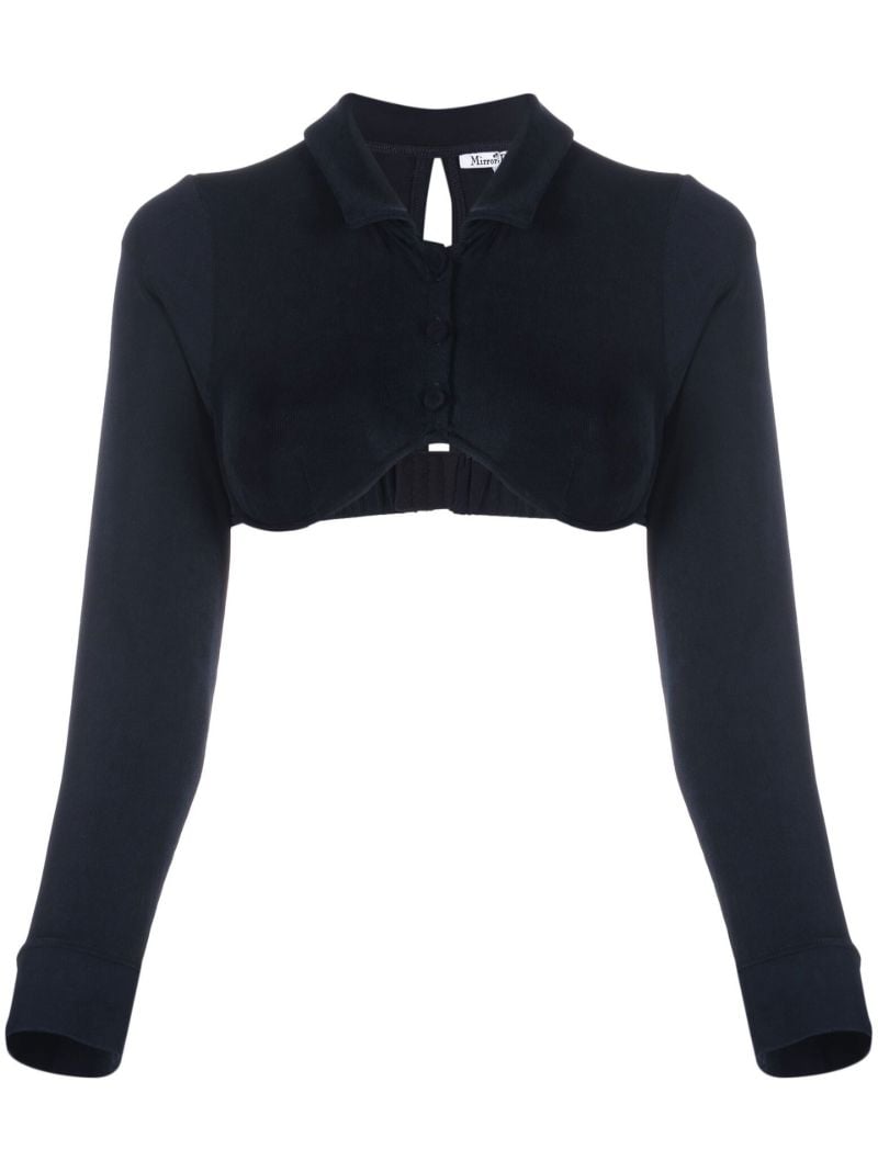 Blue Underwire Polo Crop Top