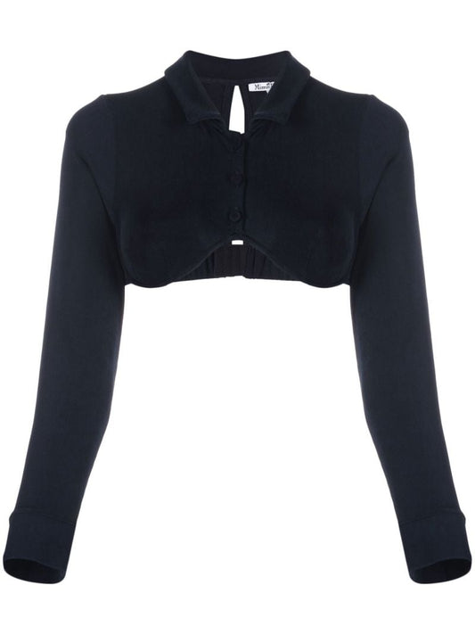 Blue Underwire Polo Crop Top