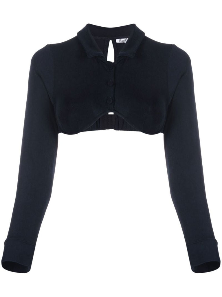 Blue Underwire Polo Crop Top