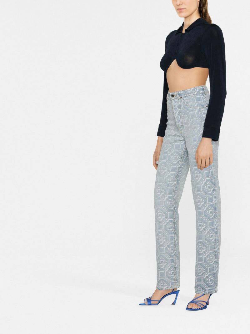 Blue Underwire Polo Crop Top