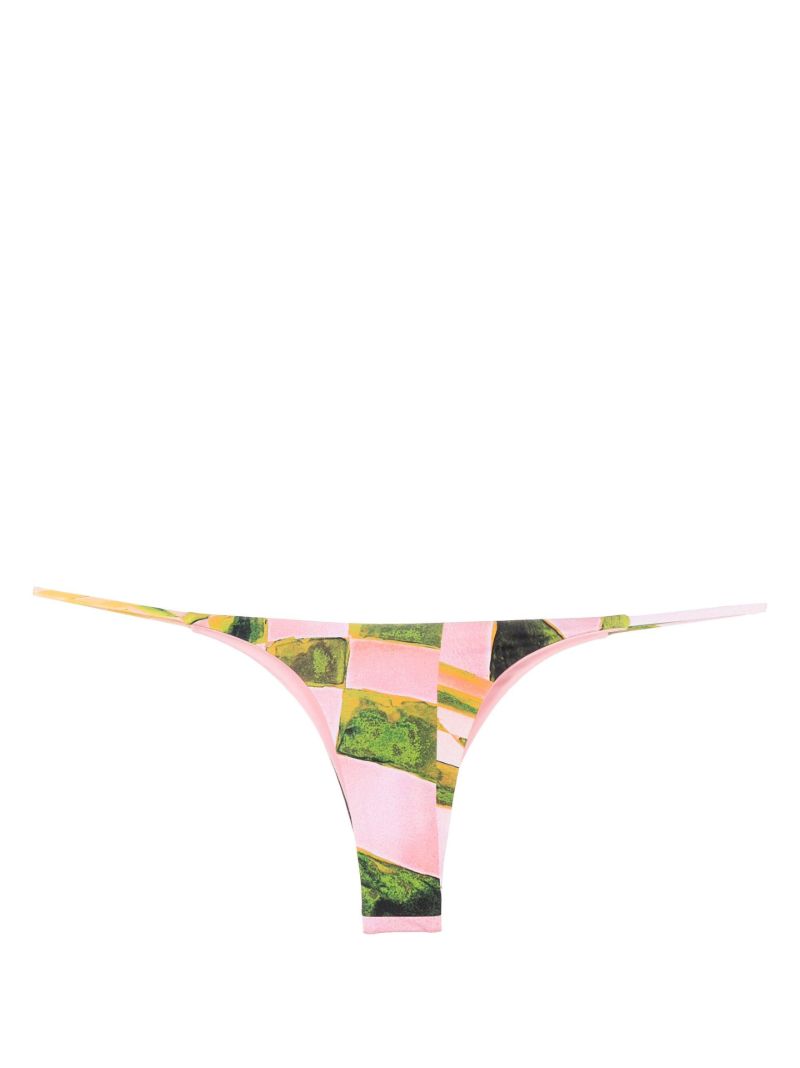 Pink Mini Ring Thong Bikini Bottoms