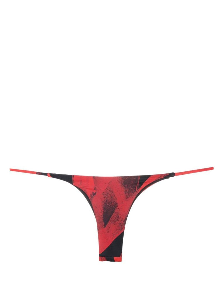 Red Mini Ring Thong Bikini Bottoms