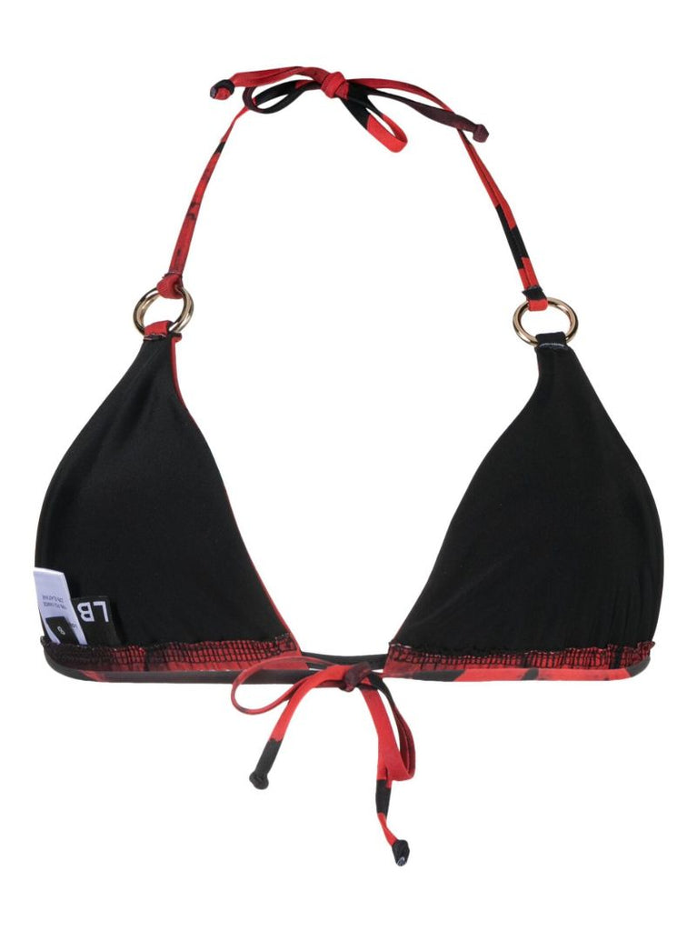 Red Mini Ring Triangle Bikini Top