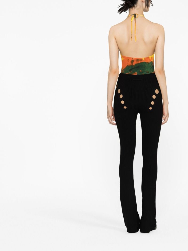 Orange Printed Halterneck Top