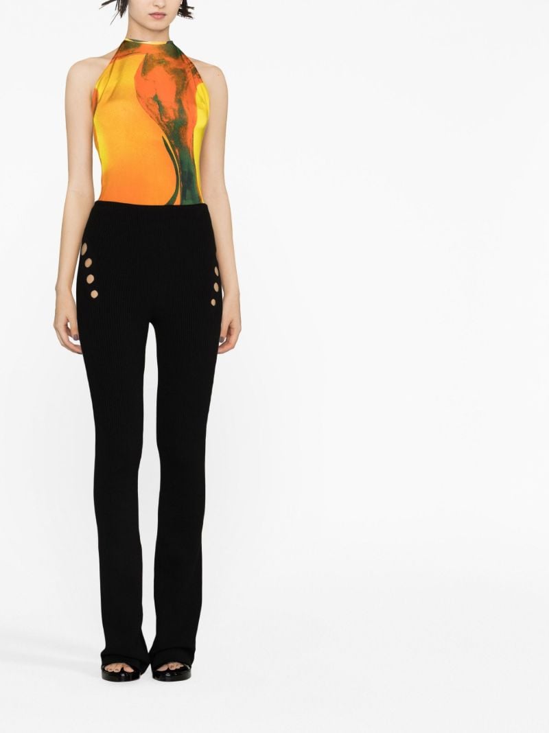 Orange Printed Halterneck Top