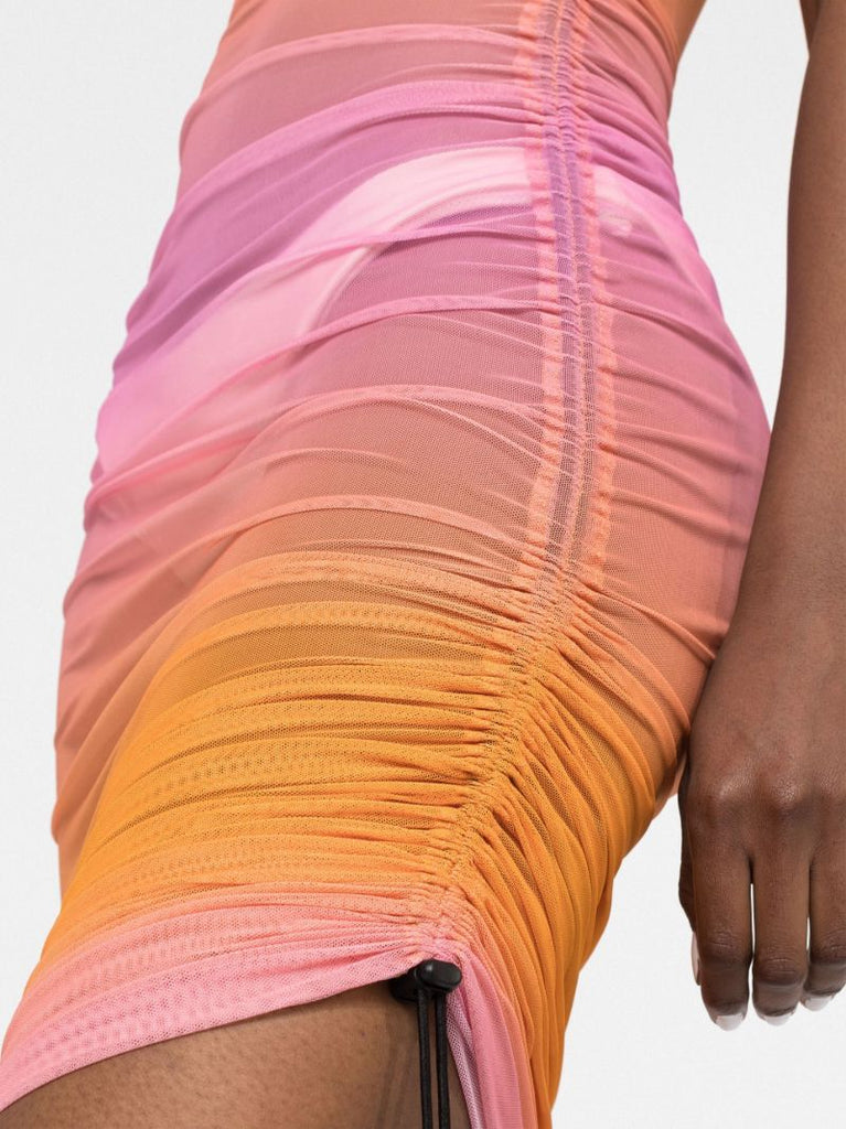 Orange Heatwave Ruched Mini Dress