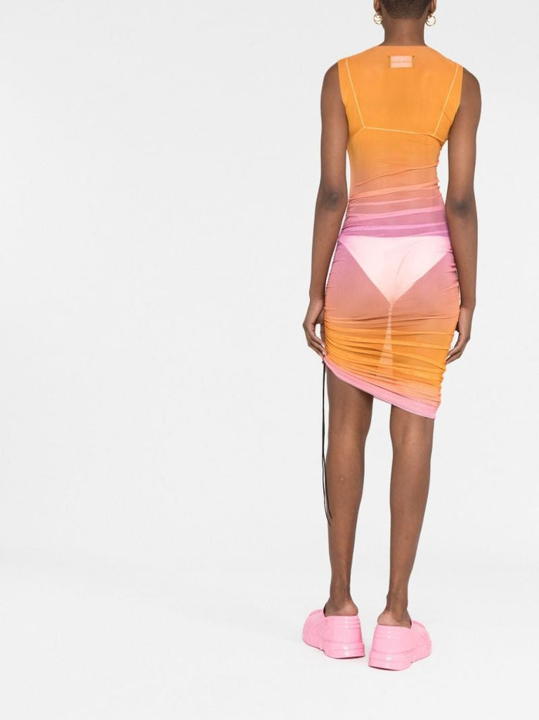 Orange Heatwave Ruched Mini Dress