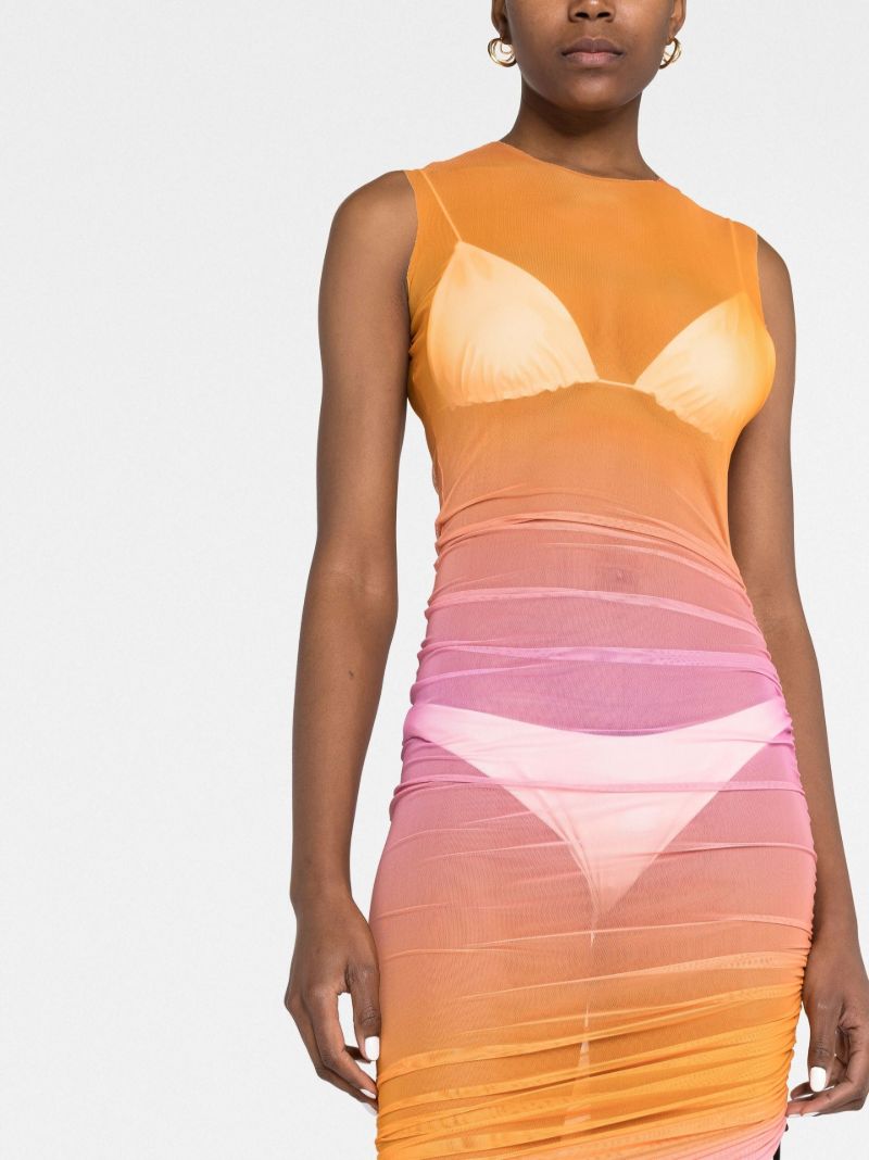 Orange Heatwave Ruched Mini Dress