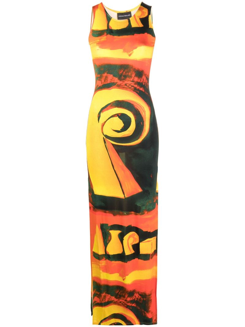 Yellow Sea Breeze Print Maxi Dress