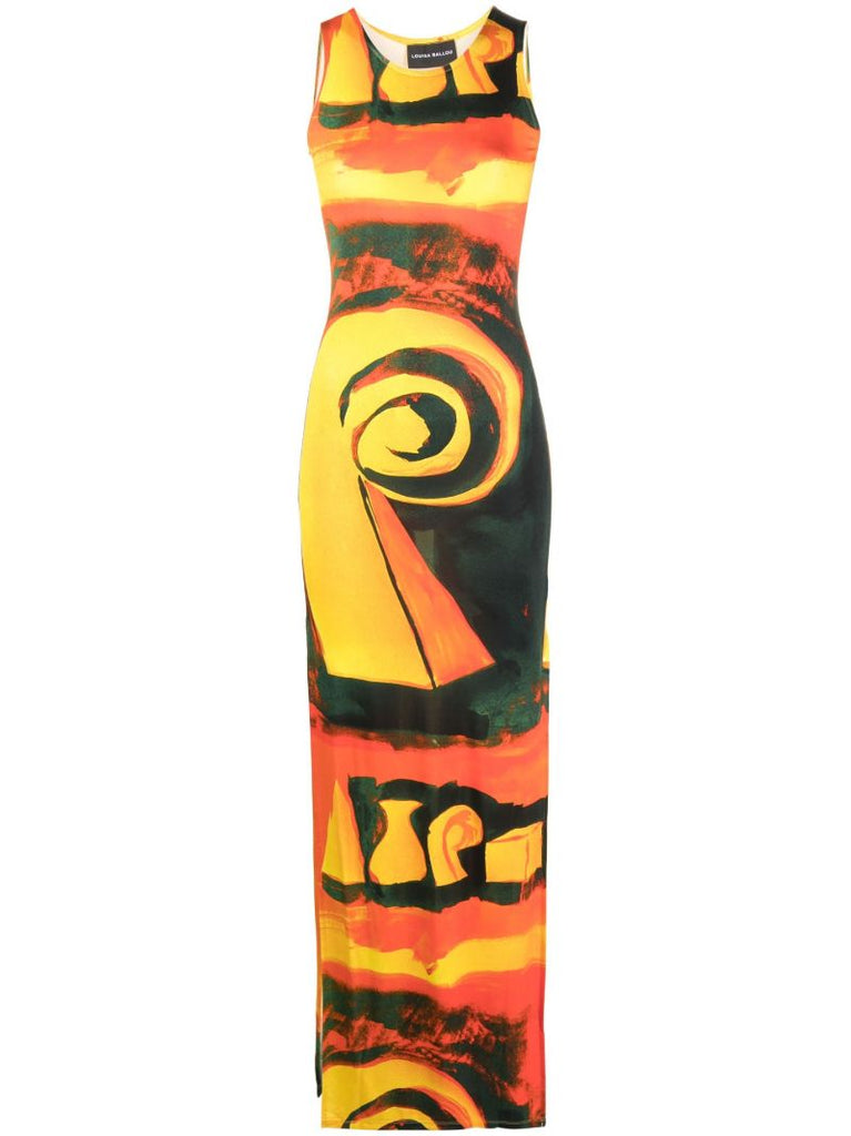 Yellow Sea Breeze Print Maxi Dress