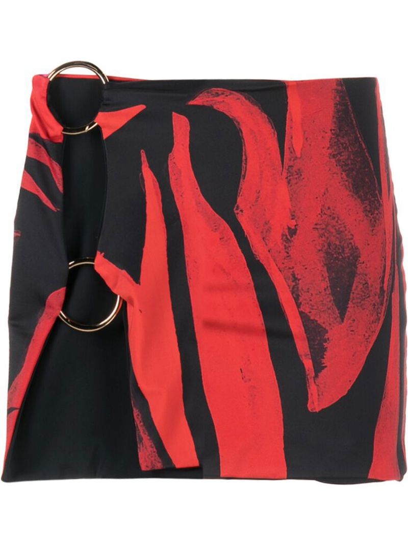 Red and Black Double Ring Mini Skirt