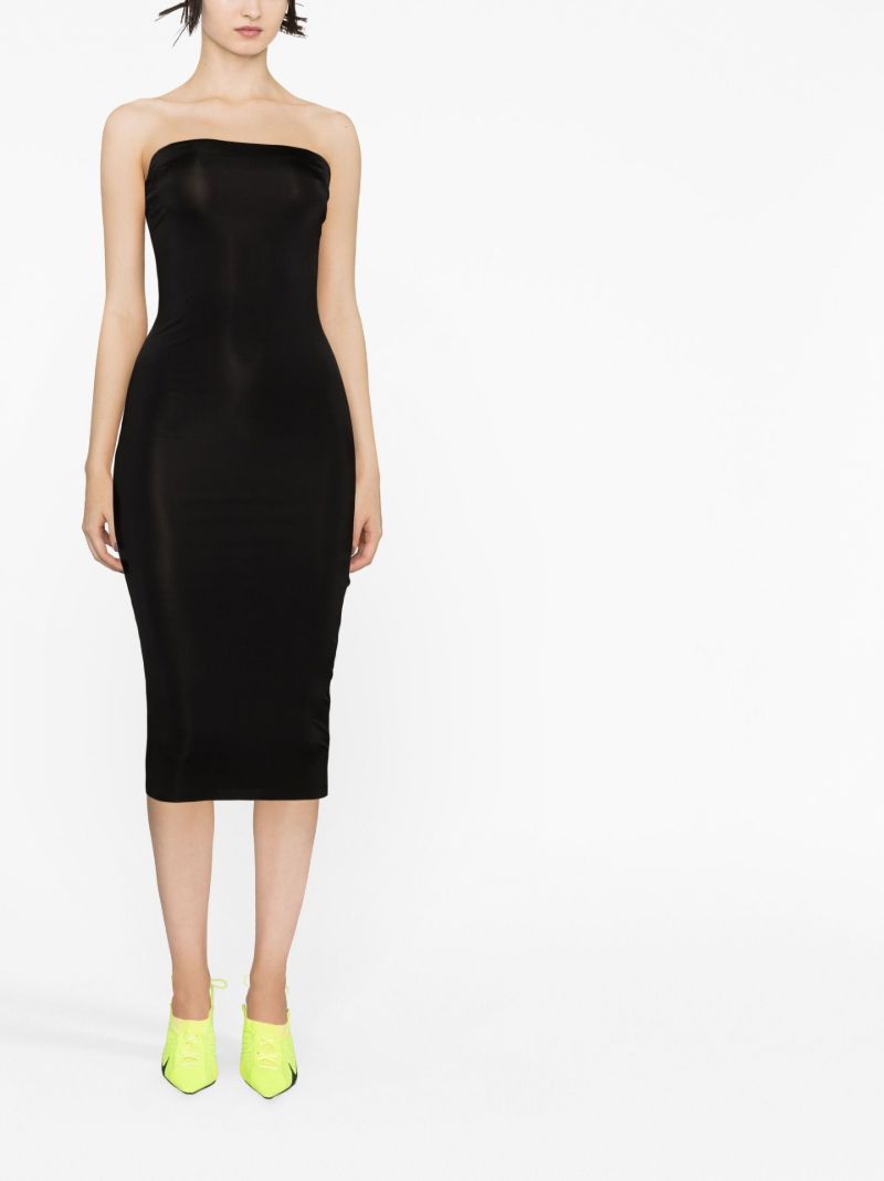 Black Strapless Midi Dress
