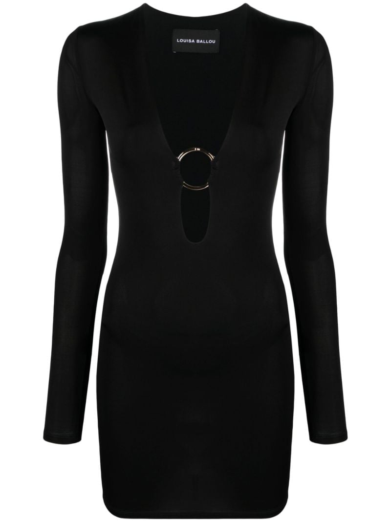 Black Helios Plunge Mini Dress