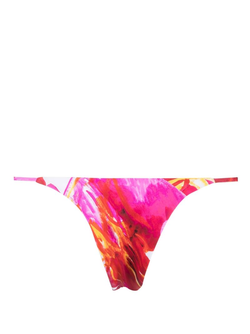 Pink Mini Ring Floral Print Bikini Bottoms