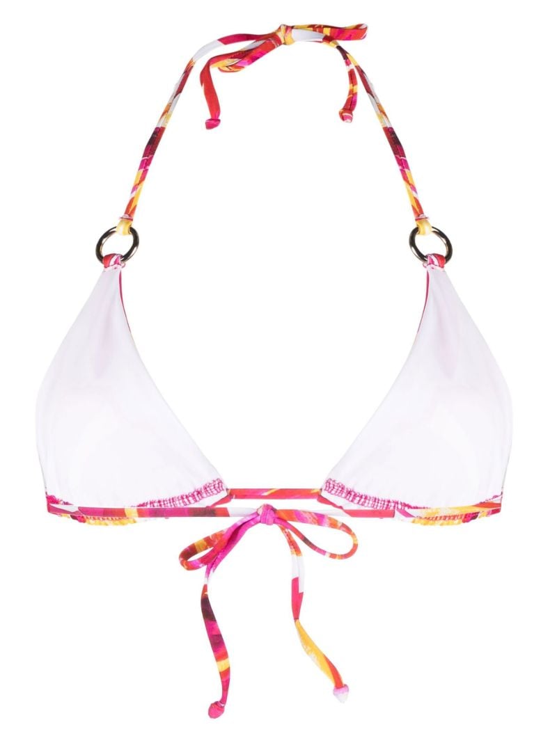 Pink Mini Ring Floral Print Bikini Top