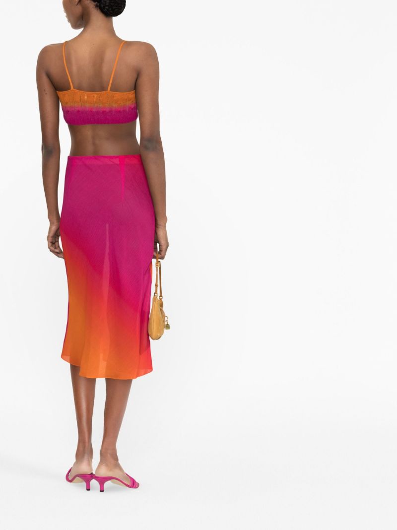 Pink Bias Gradient Print Midi Skirt