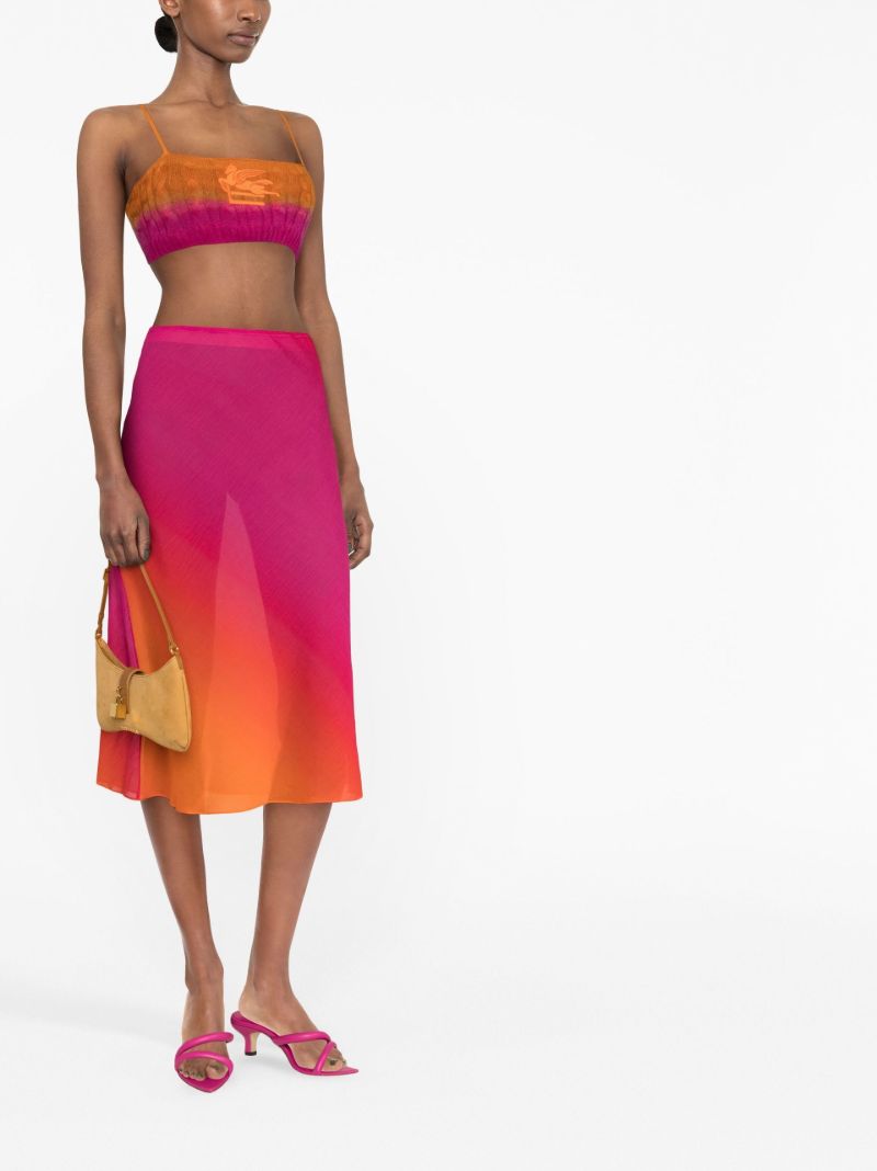 Pink Bias Gradient Print Midi Skirt