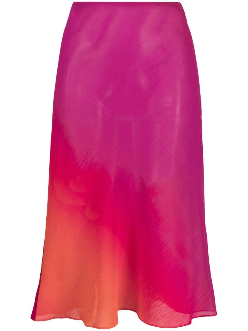 Pink Bias Gradient Print Midi Skirt