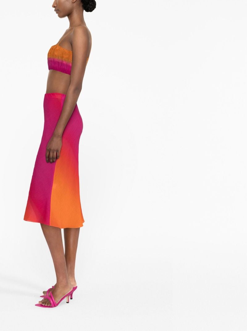 Pink Bias Gradient Print Midi Skirt