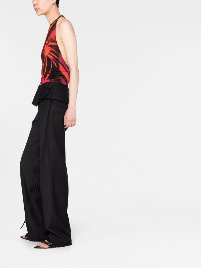 Black Abstract Print Halterneck Top
