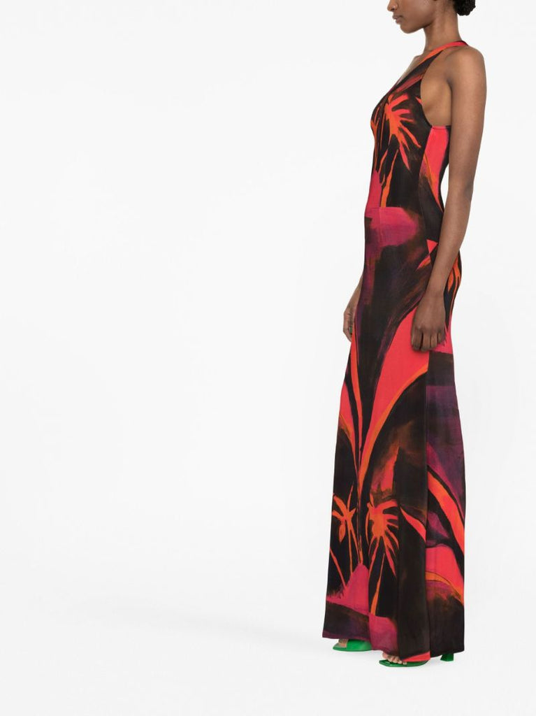 Red High Sea Printed Maxi Dress