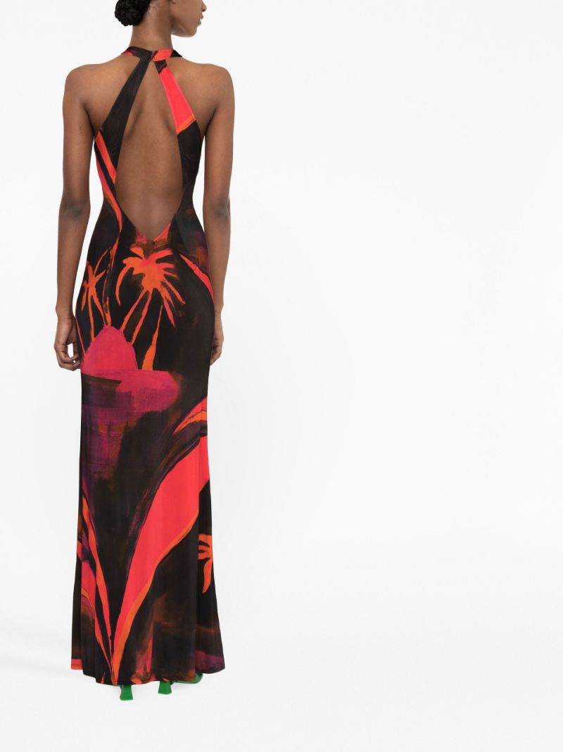 Red High Sea Printed Maxi Dress