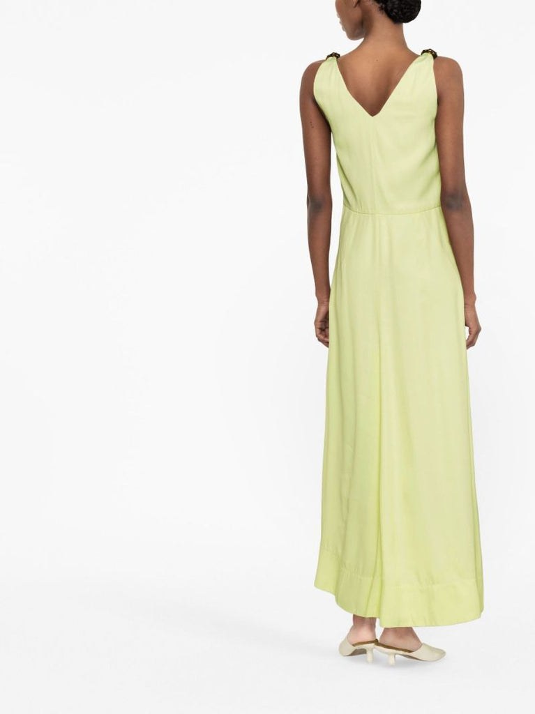 Yellow V-neck Sleeveless Dress