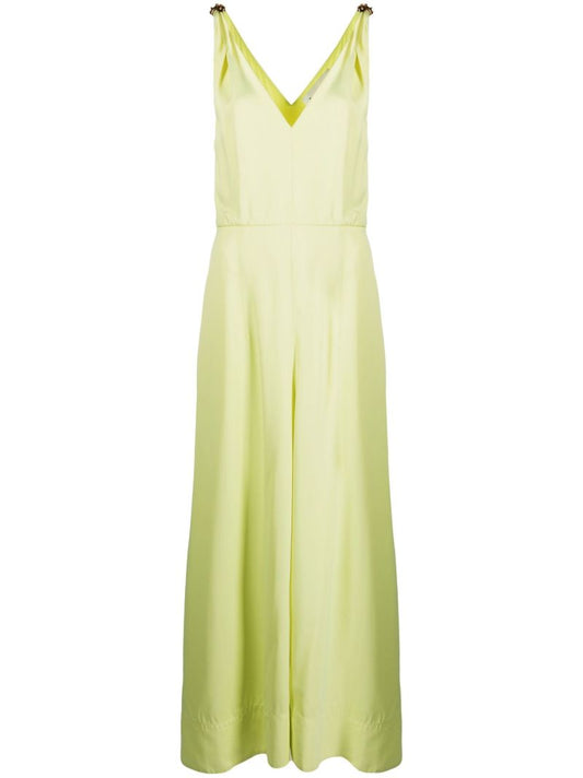 Yellow V-neck Sleeveless Dress