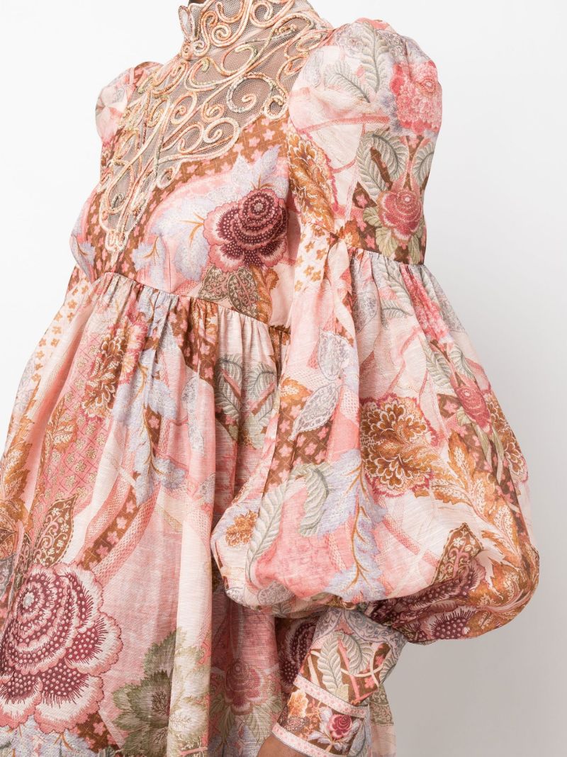 Orange Kaleidoscope Swirl Yoke Printed Dress