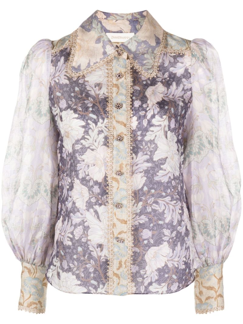 Purple Celestial Floral Print Blouse