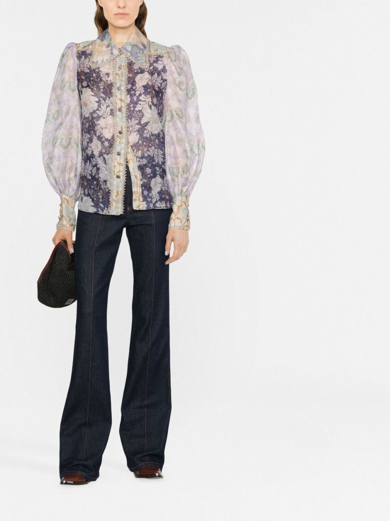 Purple Celestial Floral Print Blouse