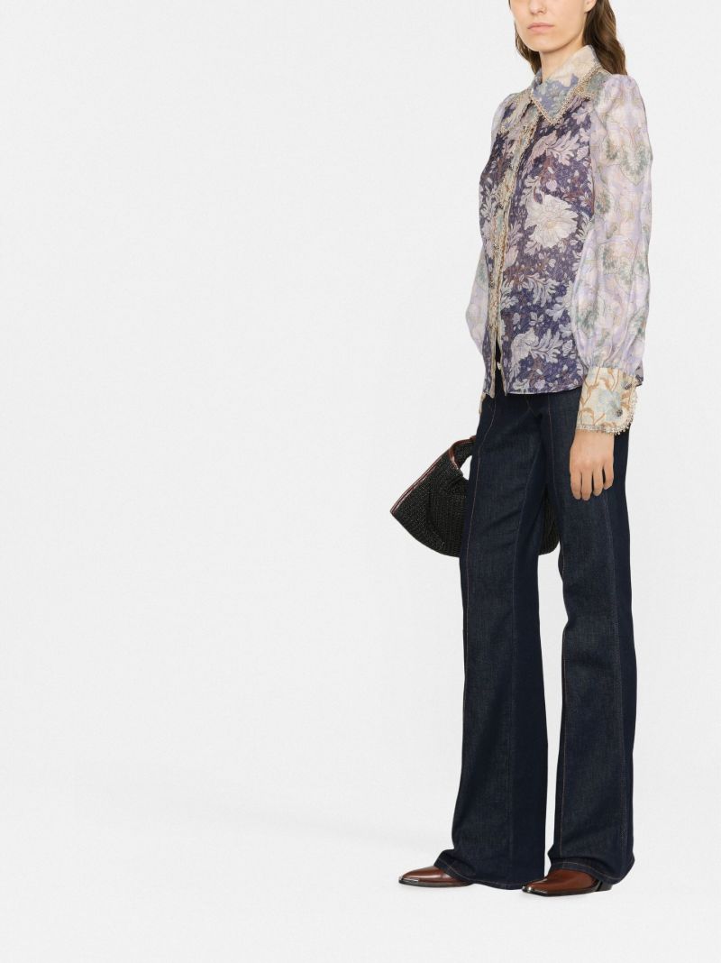 Purple Celestial Floral Print Blouse