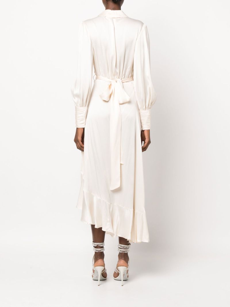 White Silk Wrap Midi Dress