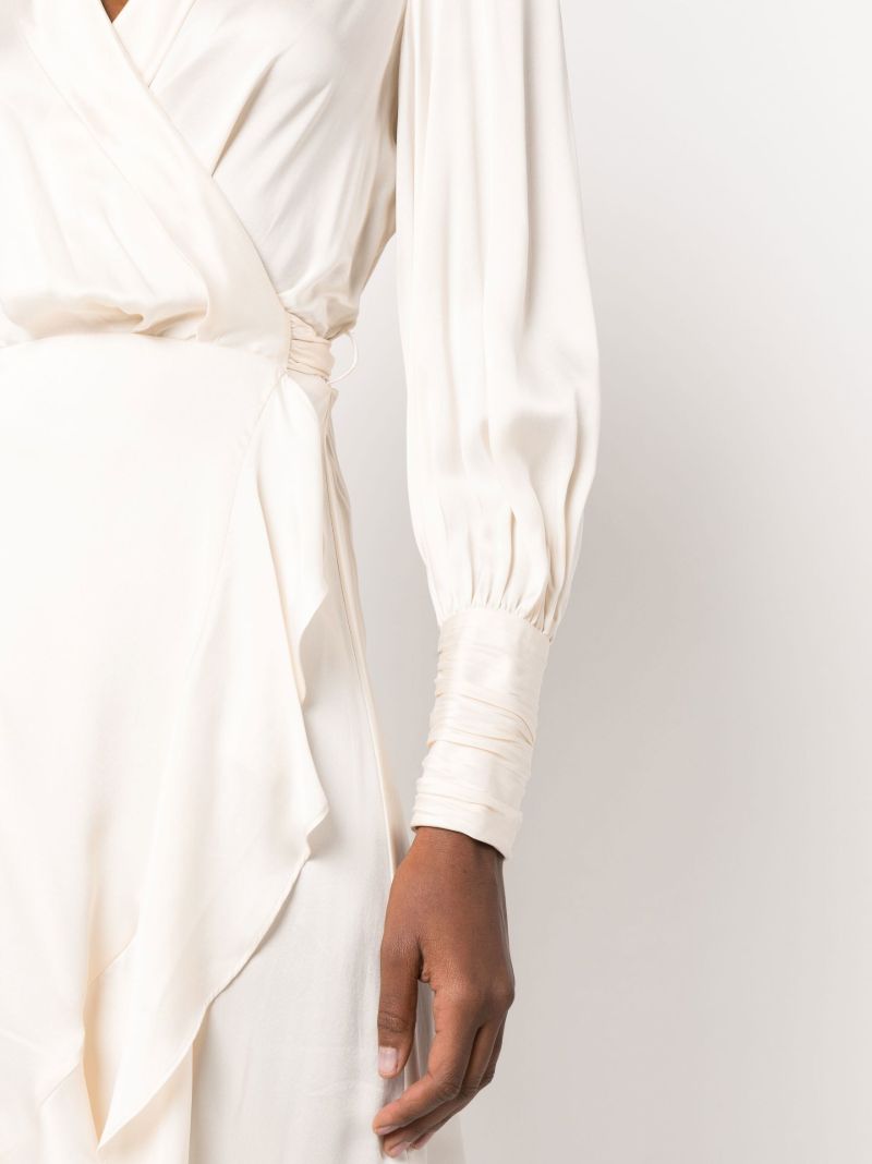 White Silk Wrap Midi Dress
