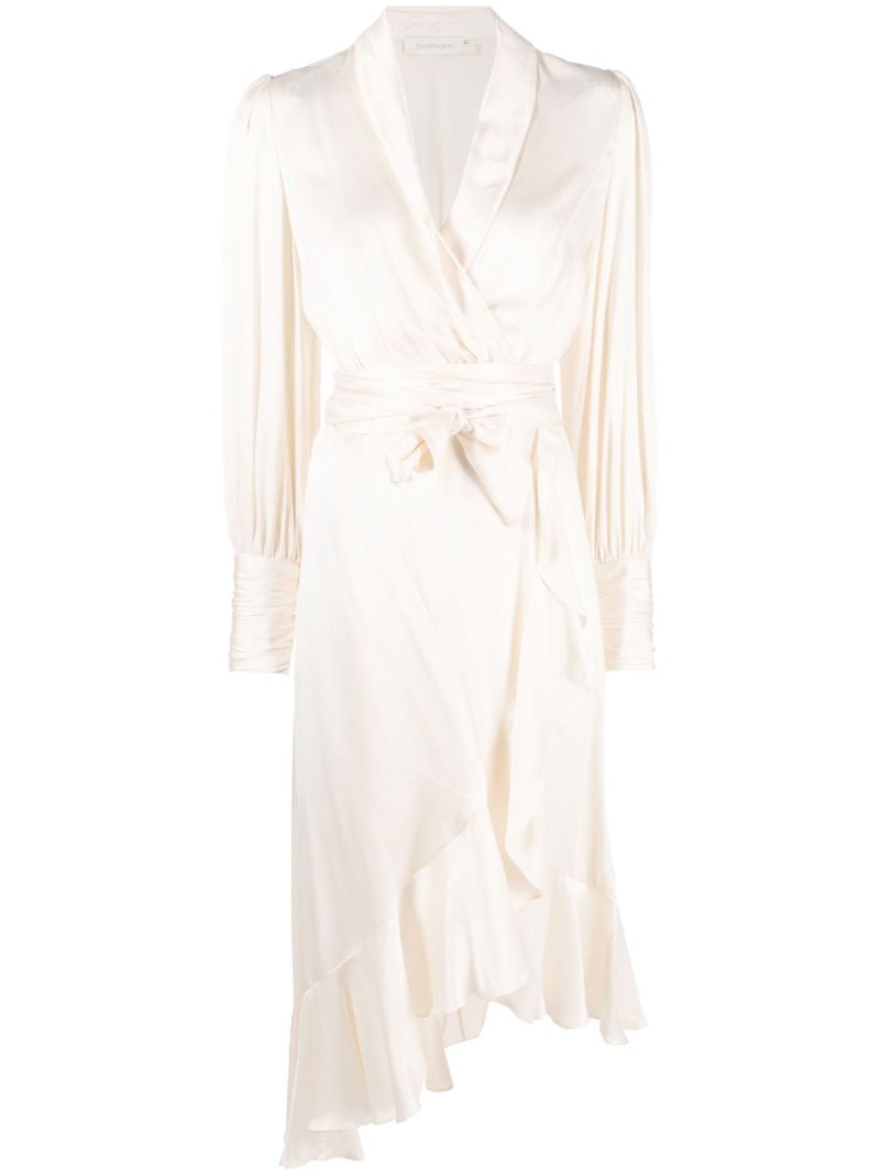 White Silk Wrap Midi Dress