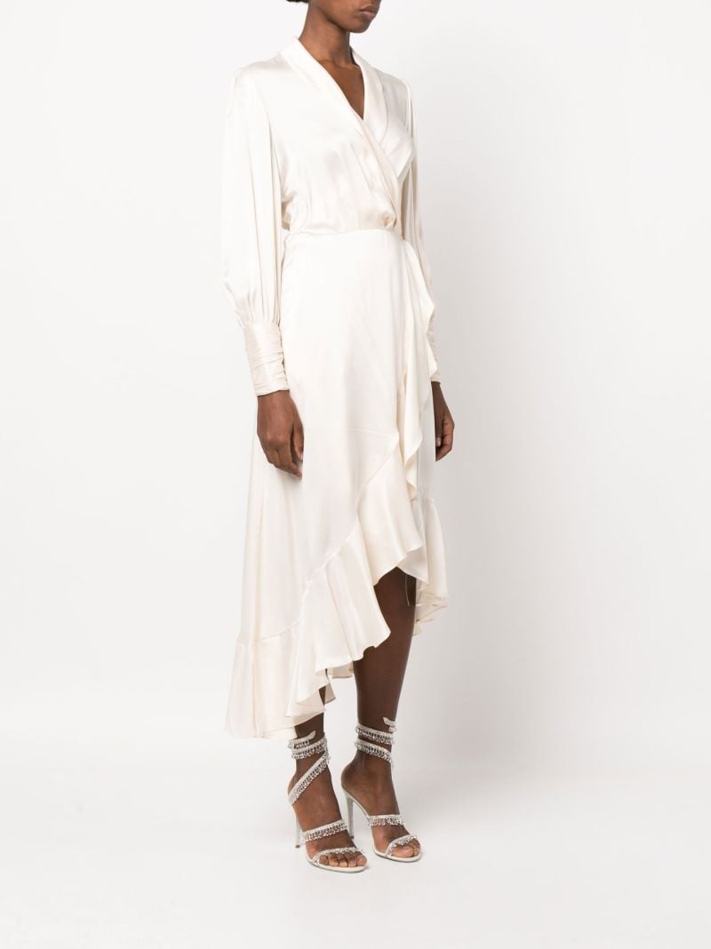 White Silk Wrap Midi Dress