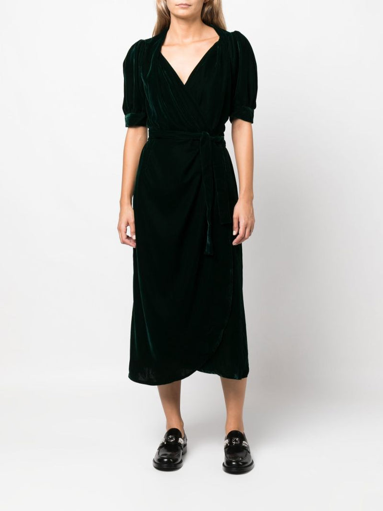 Green Velvet Midi Dress