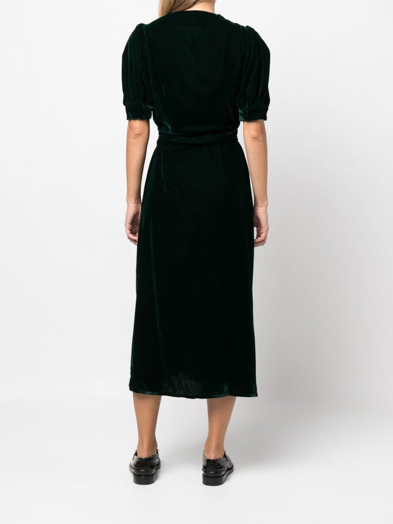 Green Velvet Midi Dress
