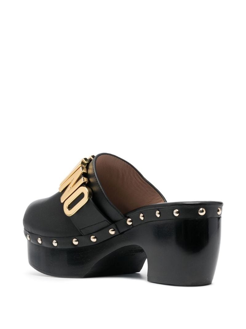 Black 70 Logo Leather Mules