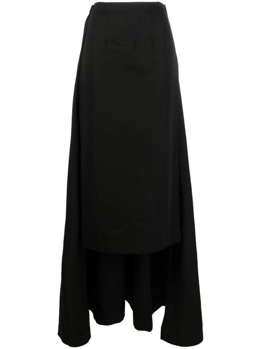 Black Prunella Box Pleat Skirt