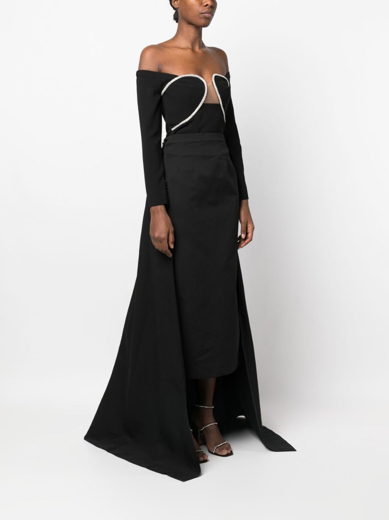 Black Prunella Box Pleat Skirt