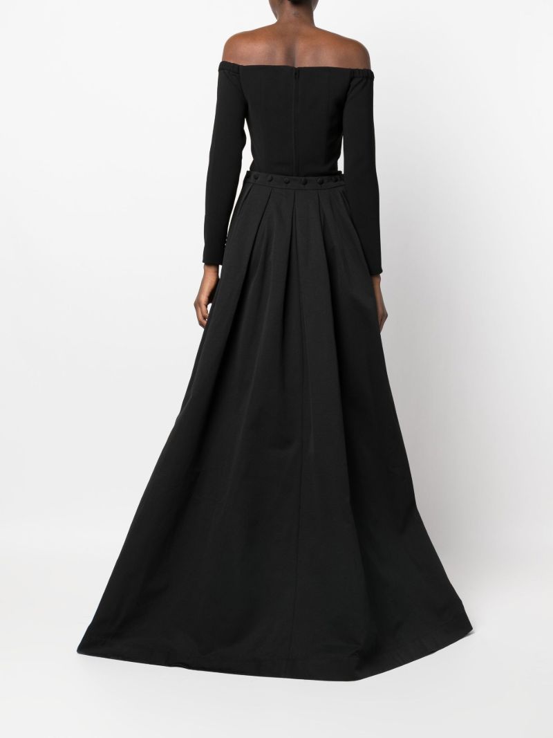 Black Prunella Box Pleat Skirt