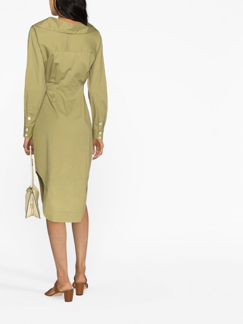 Green Twist Front Shirt Dress