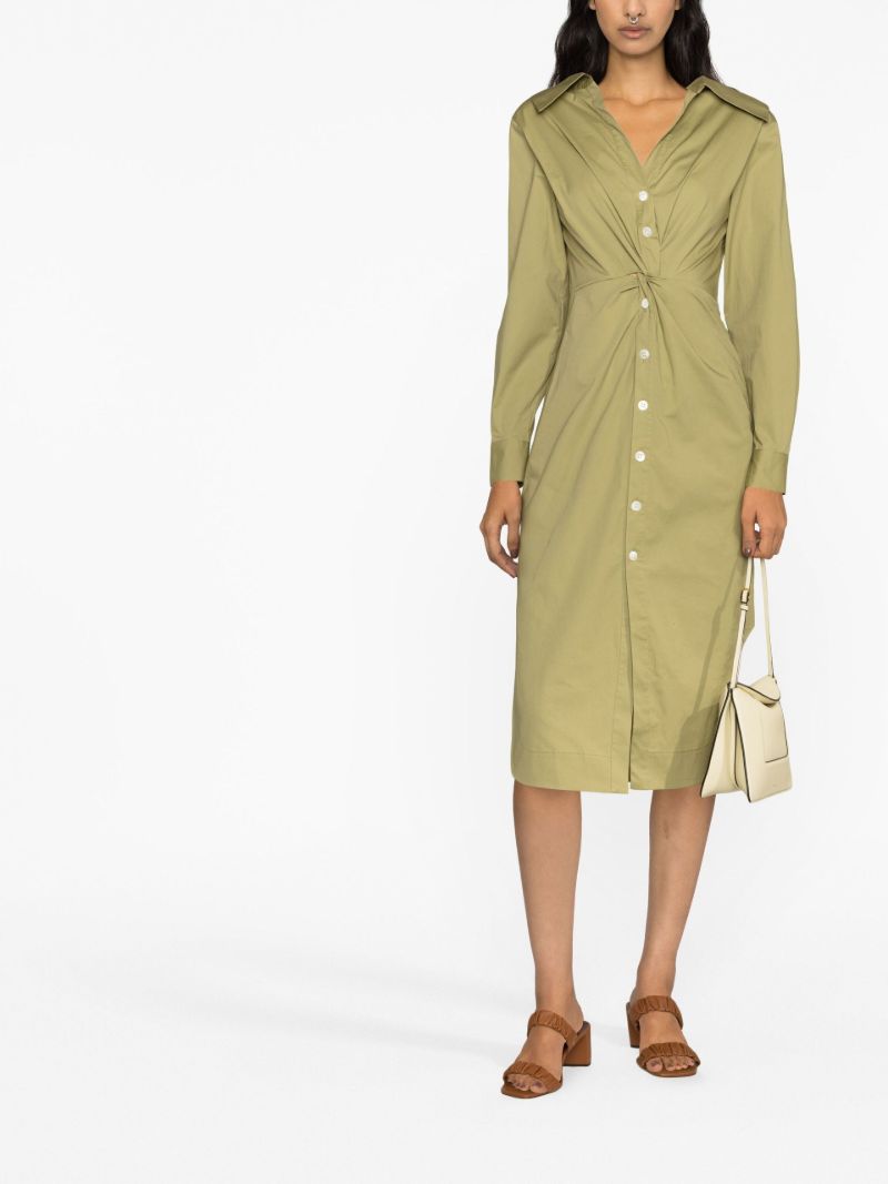 Green Twist Front Shirt Dress