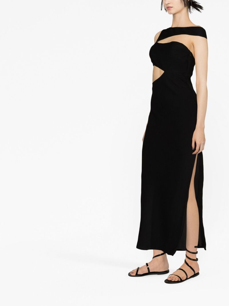 Black Prismatic Asymmetric Maxi Dress