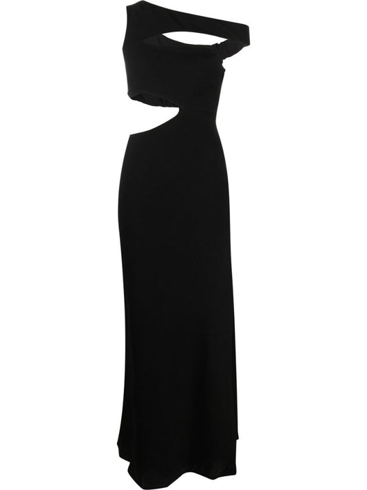 Black Prismatic Asymmetric Maxi Dress
