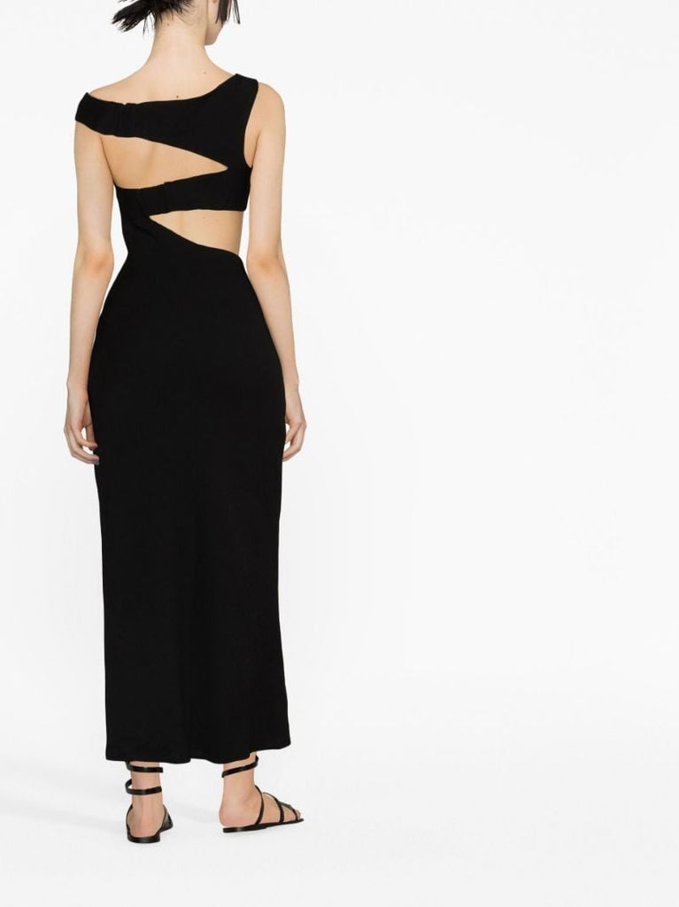 Black Prismatic Asymmetric Maxi Dress