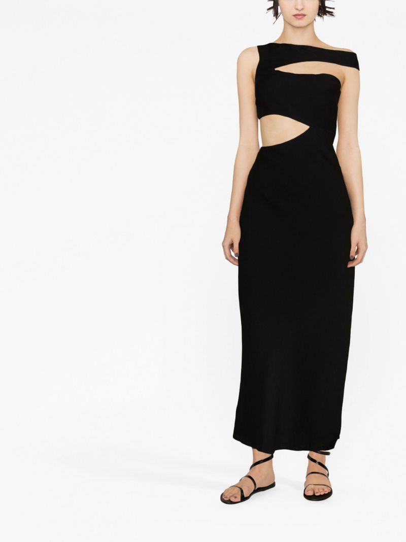 Black Prismatic Asymmetric Maxi Dress
