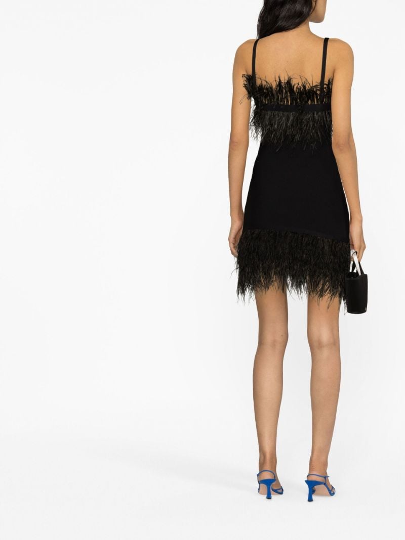 Black Etta Feather-trim Mini Dress