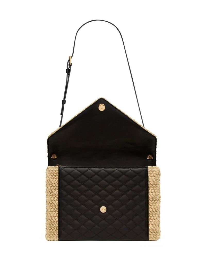 Black Gaby Raffia Leather Shoulder Bag